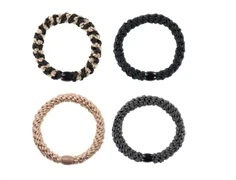 Kknekki hårelastikker black gold mix (4-pak)